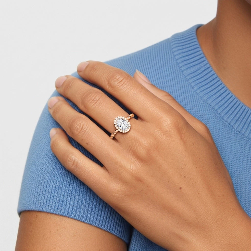 Fil Spiralé Halo Bague de fiançailles 2.00ct Moissanite