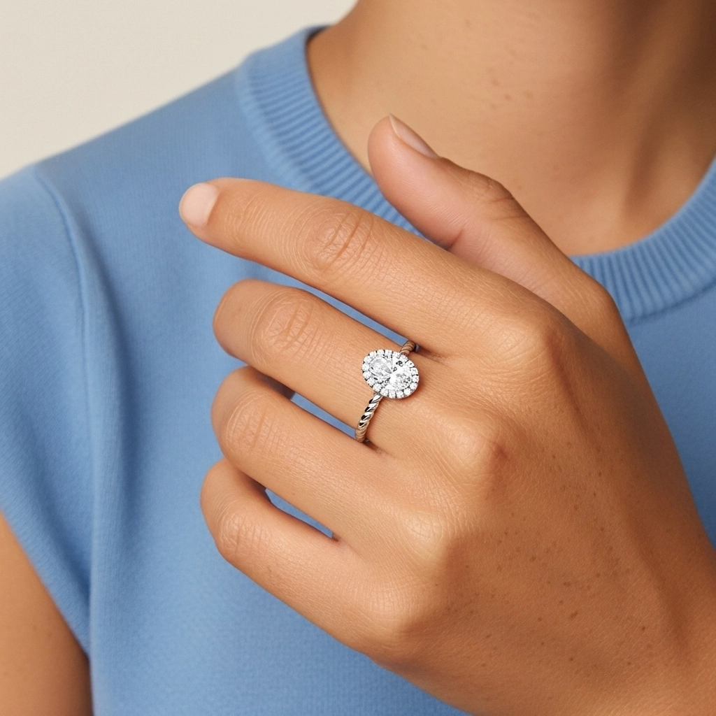 Spiral Wire Halo Engagement Ring 1.50ct Moissanite