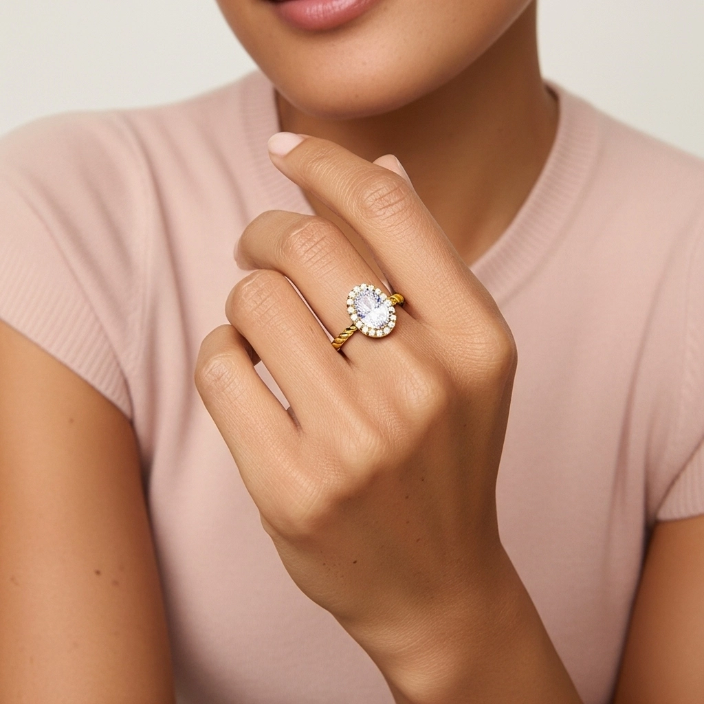 Modern Oval 1.50ct Moissanite Engagement Ring