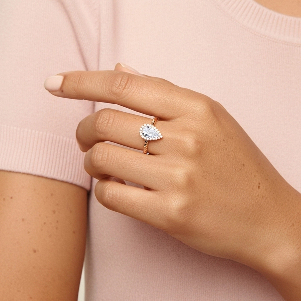 Fil Spiralé Halo Bague de fiançailles 1.50ct Moissanite