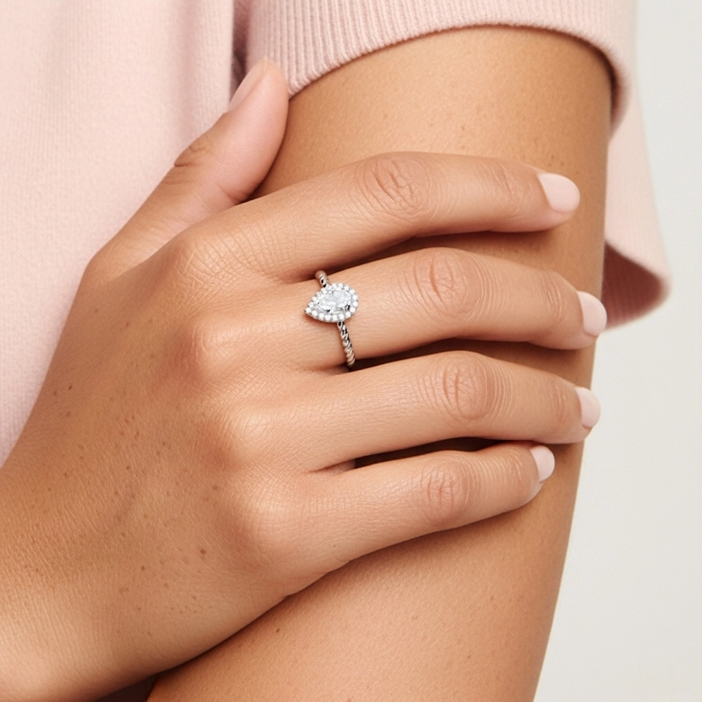 Alambre en espiral Aro de halo Anillo de Compromiso 2.00ct Moissanita