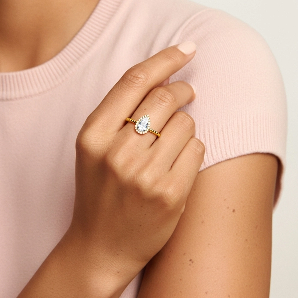 Fil Spiralé Halo Bague de fiançailles 1.00ct Moissanite