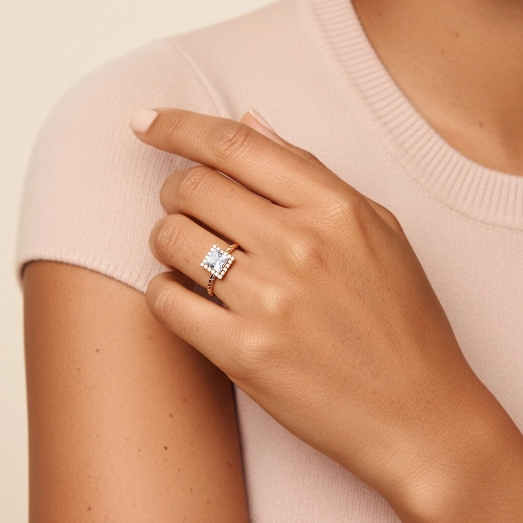 Fil Spiralé Halo Bague de fiançailles 2.00ct Moissanite