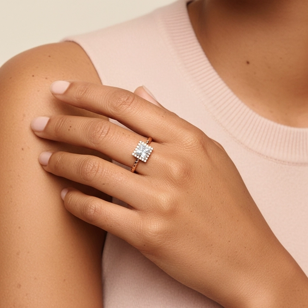 Fil Spiralé Halo Bague de fiançailles 2.00ct Moissanite