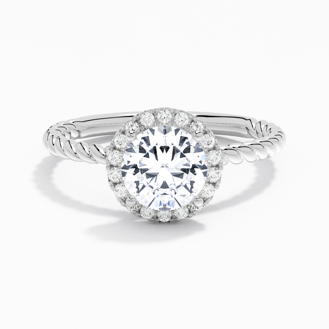 Spiral Wire Halo Engagement Ring 2.00ct Moissanite