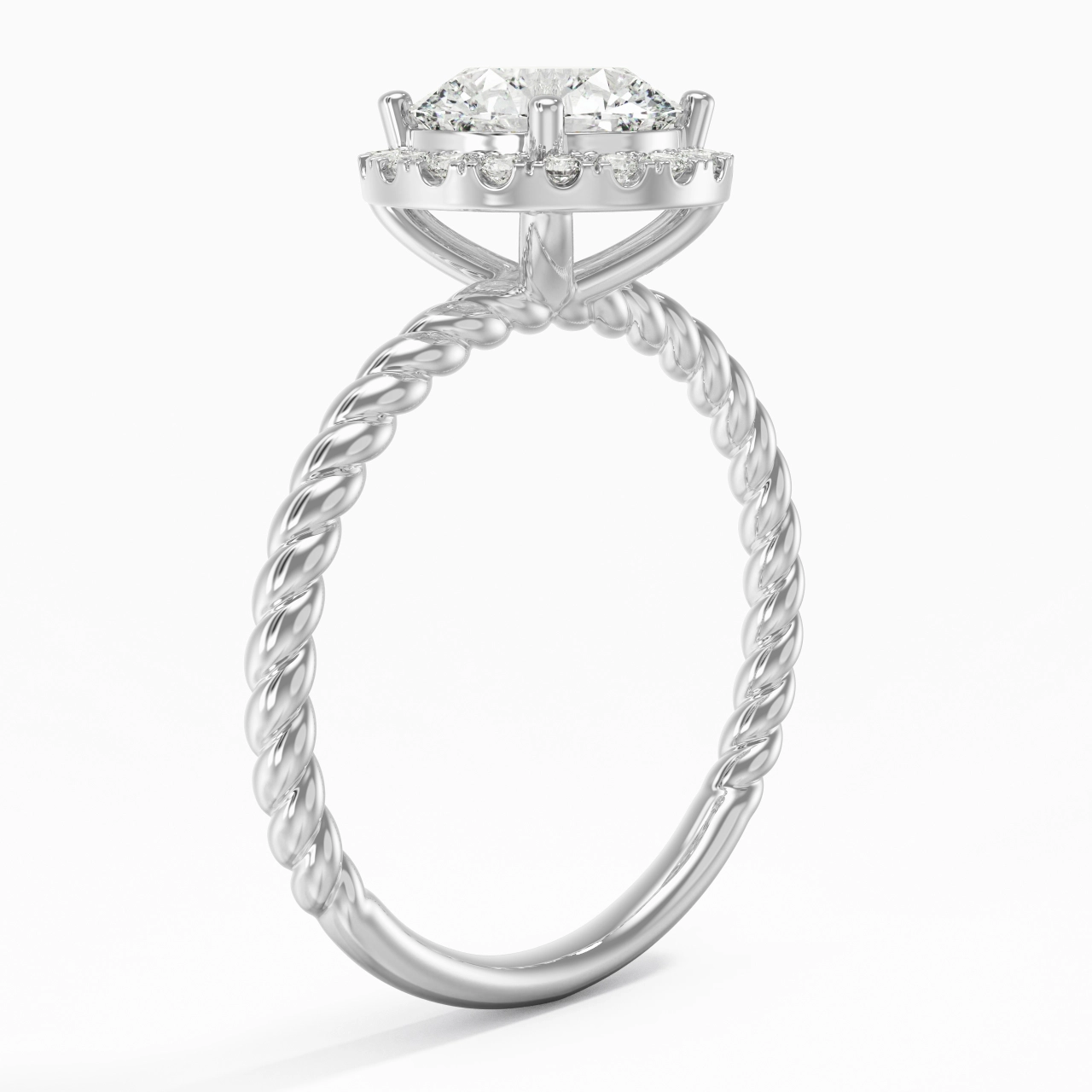 Spiral Wire Halo Engagement Ring 2.00ct Moissanite