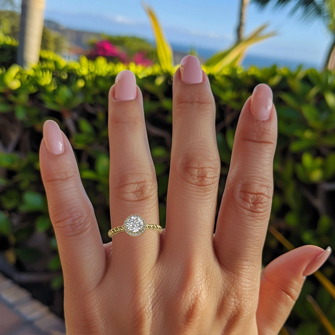 Spiral Wire Halo Engagement Ring 2.00ct Moissanite