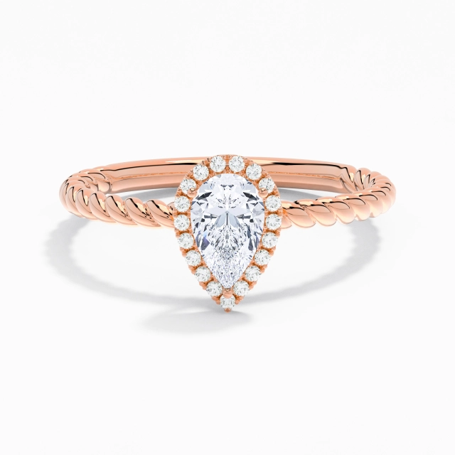 Tourner Moderne Fil Spiralé Halo Bague de fiançailles Moissanite 1.00ct Poire Argent sterling 925