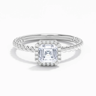 Moderne Asscher 1.00ct Moissanite Bague de fiançailles Signet Bague de fiançailles