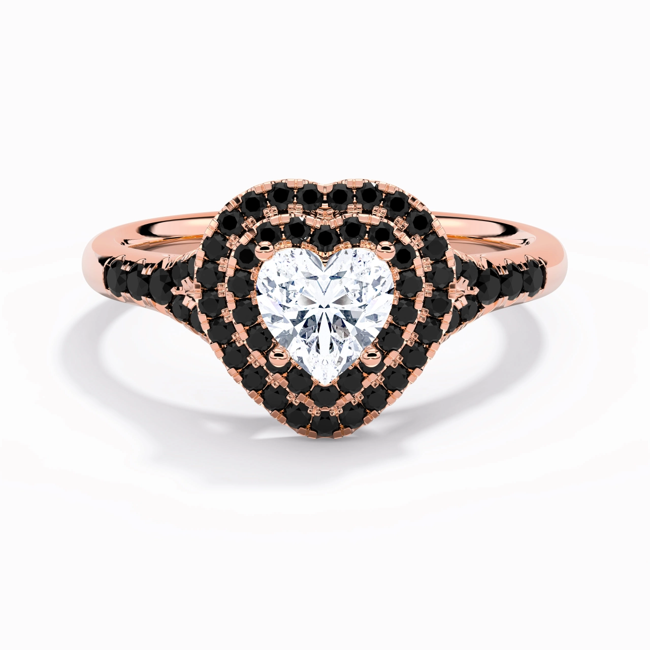 Lujo Corazón 1.00ct Circonio cúbico Anillo de Compromiso