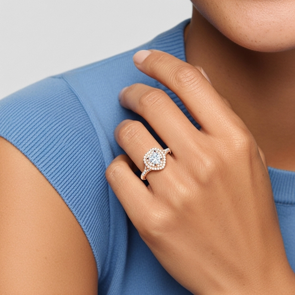 Luxury Heart 1.00ct Moissanite Engagement Ring