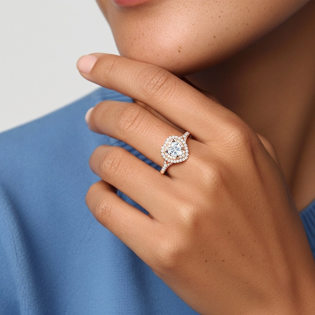 Luxury Heart 1.00ct Moissanite Engagement Ring