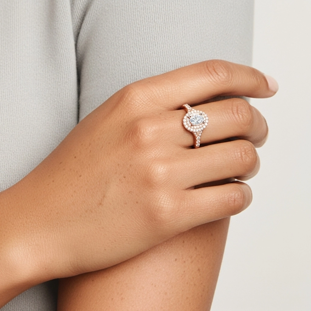 Luxury Oval 1.00ct Moissanite Engagement Ring