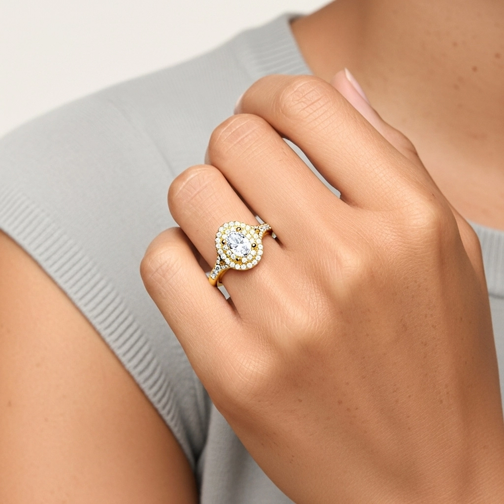 Luxury Oval 1.00ct Moissanite Engagement Ring