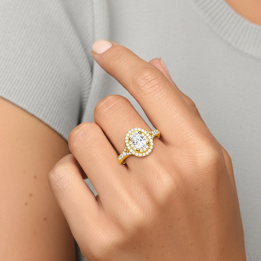 Luxury Oval 1.00ct Moissanite Engagement Ring