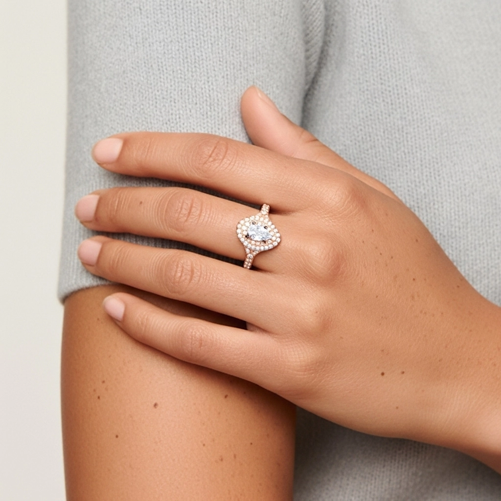 Double Halo Engagement Ring 1.00ct Moissanite