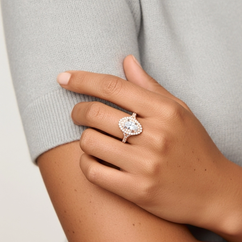 Double Halo Engagement Ring 1.00ct Moissanite