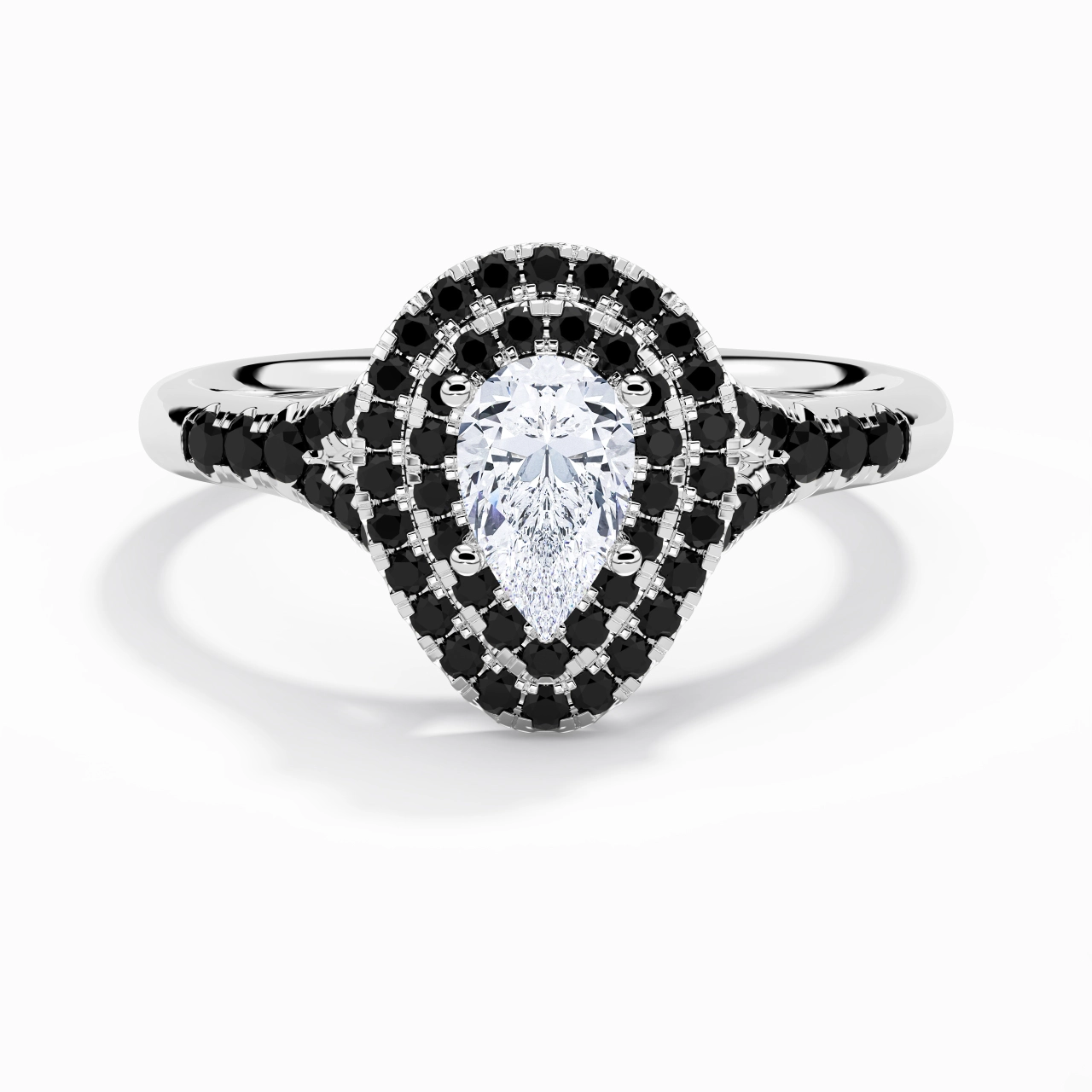 Lujo Pera 1.00ct Circonio cúbico Anillo de Compromiso