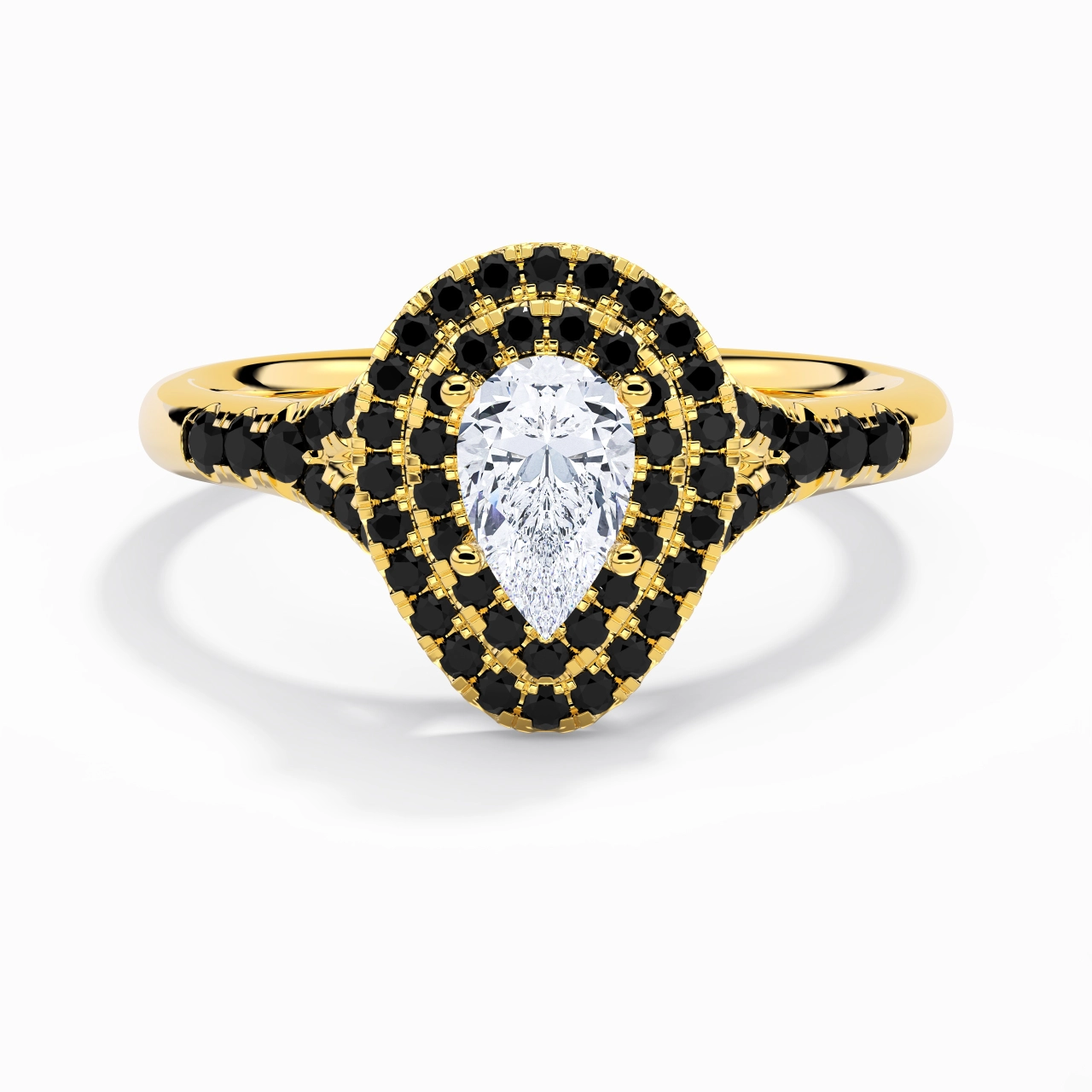 Lujo Pera 1.00ct Circonio cúbico Anillo de Compromiso