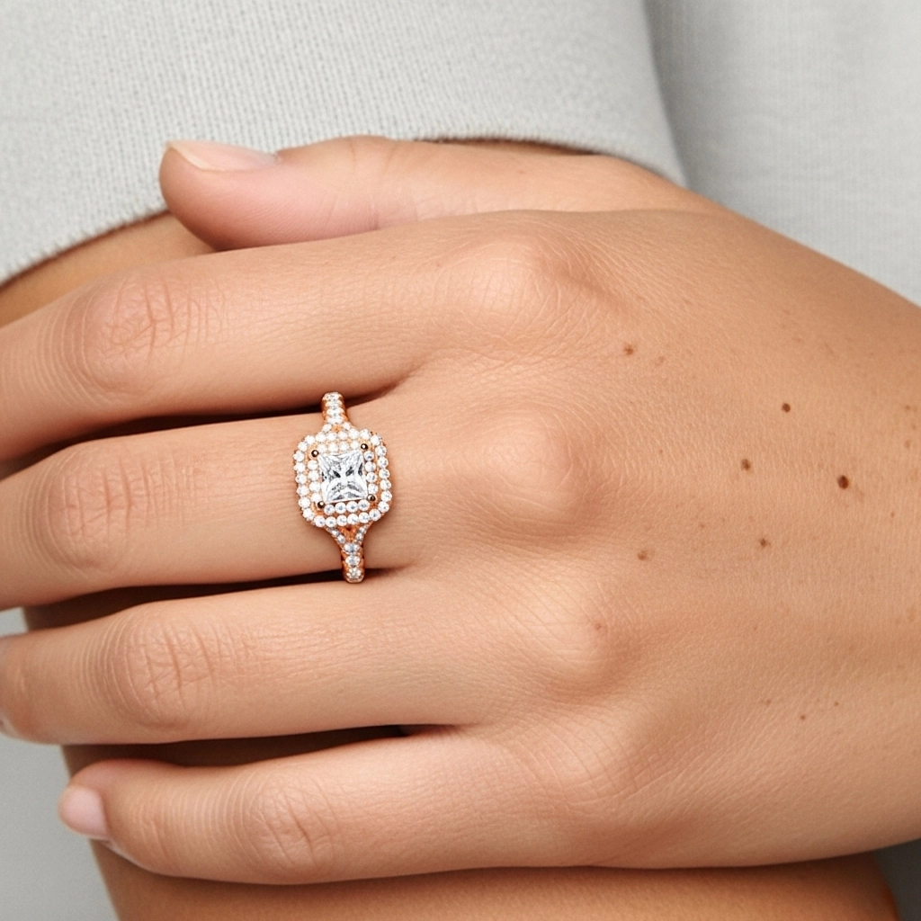 Luxury Princess 1.00ct Moissanite Engagement Ring