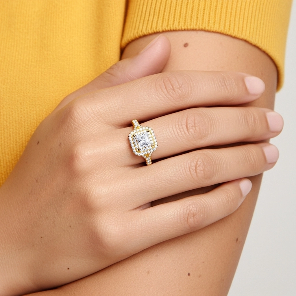 Luxury Princess 1.00ct Moissanite Engagement Ring