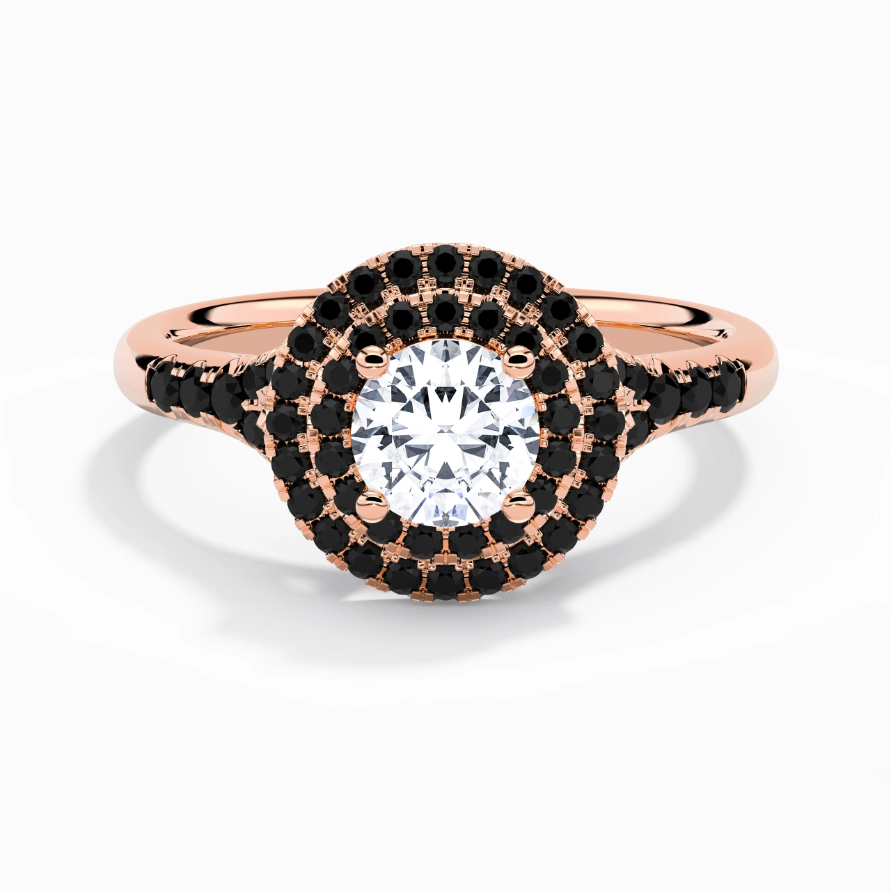 Lujo Redondo 1.00ct Circonio cúbico Anillo de Compromiso