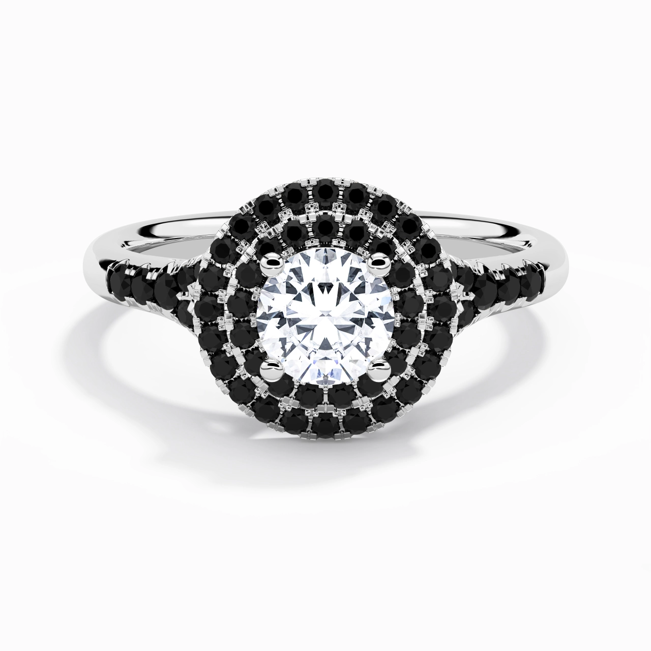 Lujo Redondo 1.00ct Circonio cúbico Anillo de Compromiso