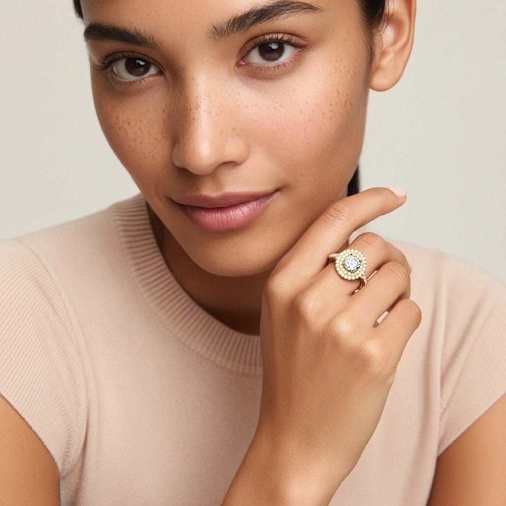 Luxury Round 1.00ct Moissanite Engagement Ring