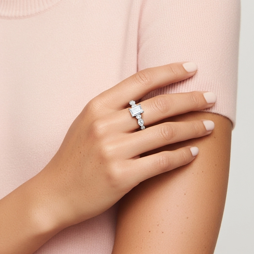 0.80ct Moissanite Bague de fiançailles Argent sterling 925