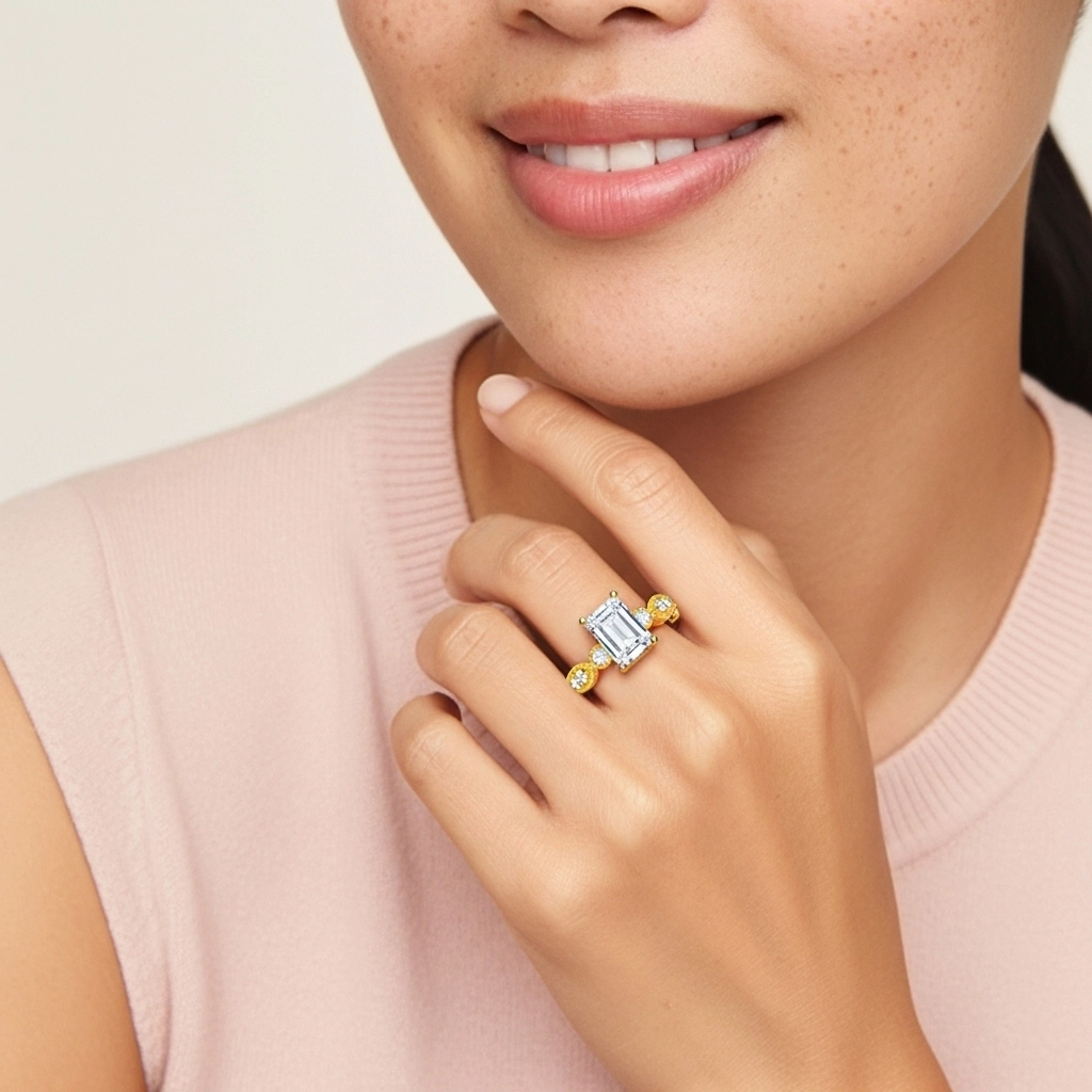 0.80ct Moissanite Engagement Ring 925 Sterling Silver