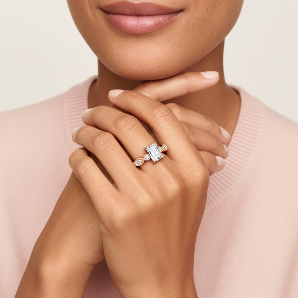 0.80ct Moissanite Engagement Ring 925 Sterling Silver