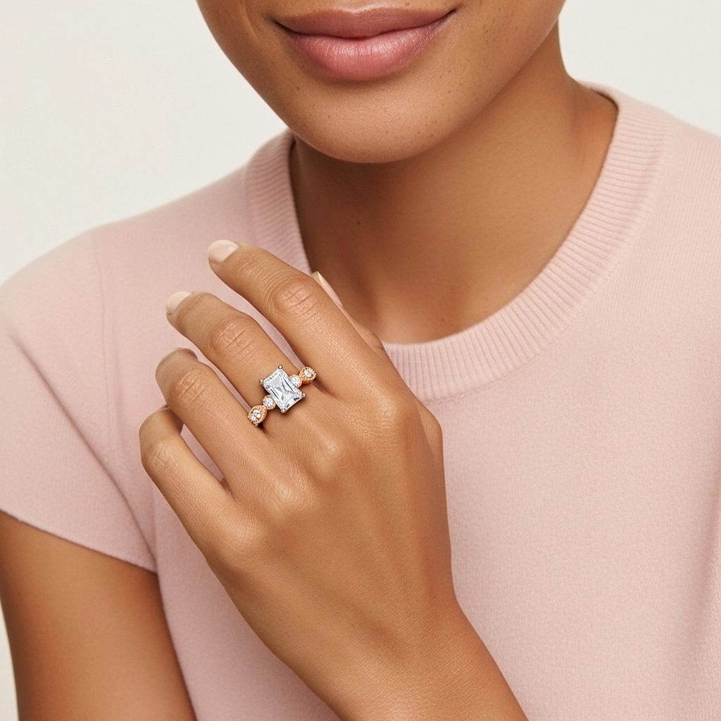 0.80ct Moissanite Engagement Ring 925 Sterling Silver