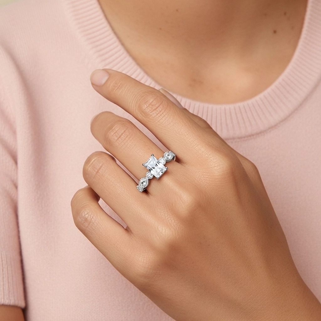 Antique Radiant 2.00ct Moissanite Engagement Ring