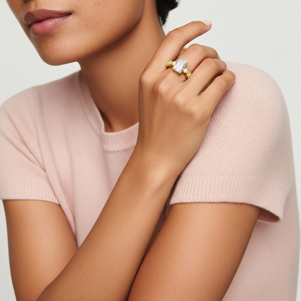 Antique Radiant 1.00ct Moissanite Engagement Ring