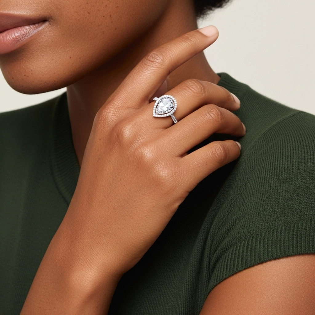 Classic Pear 1.50ct Moissanite Engagement Ring