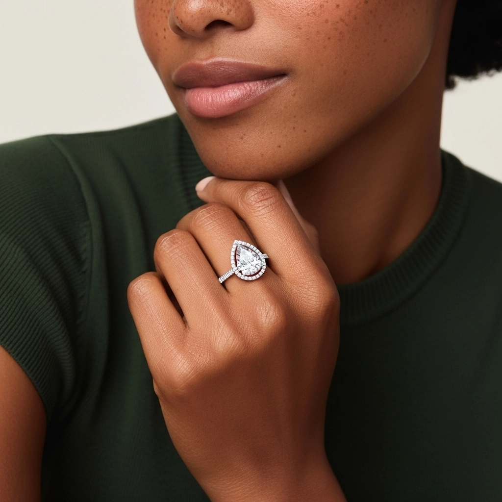 Classic Pear 1.50ct Moissanite Engagement Ring