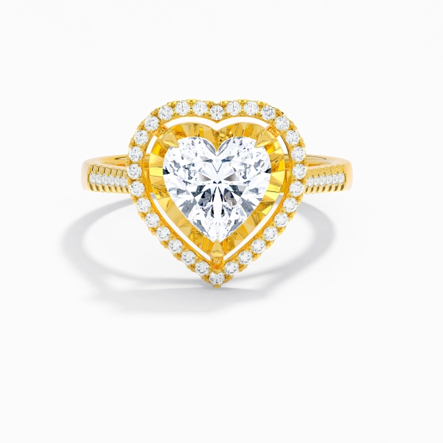 Clásico Corazón Moissanita Anillo de Compromiso 1.50ct En Blanco Plata esterlina 925 Aro de halo Pavé Pata tradicional