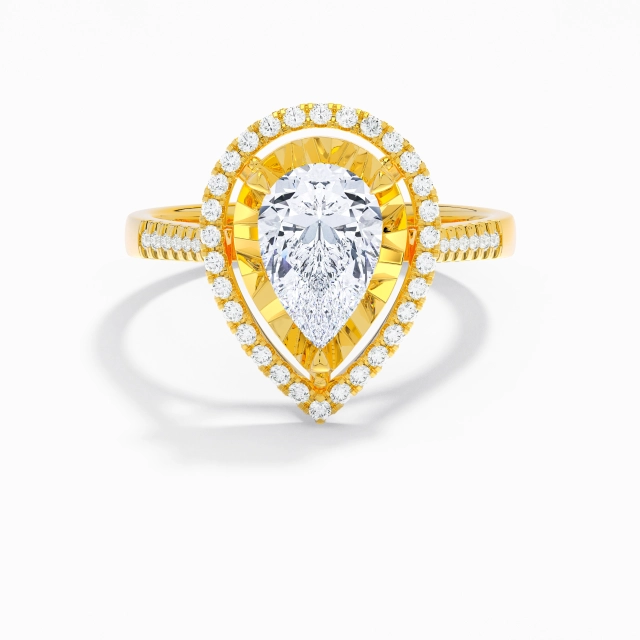 Classic Pear Moissanite Engagement Ring 1.50ct In White 925 Sterling Silver Halo Pavé Traditional Shank