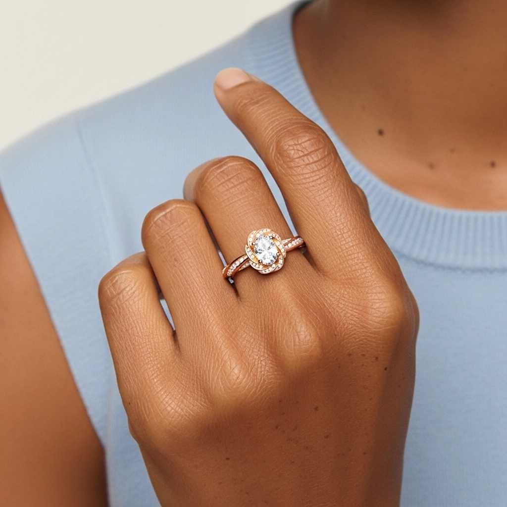 Charmant Ovale 2.00ct Moissanite Bague de fiançailles