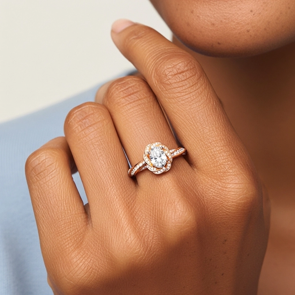 Charmant Ovale 2.00ct Moissanite Bague de fiançailles