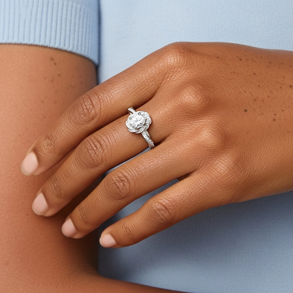 Charmant Ovale 1.50ct Moissanite Bague de fiançailles