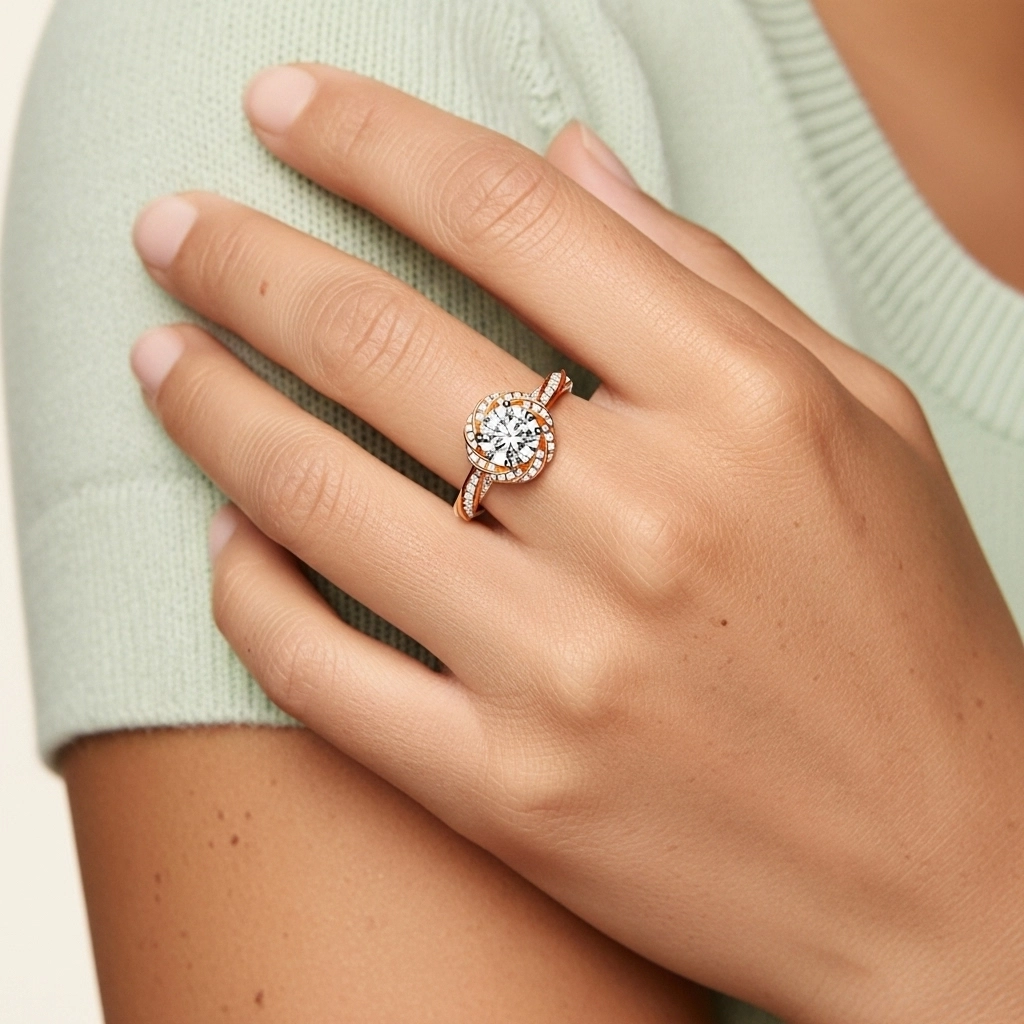 Charmant Rond 2.00ct Moissanite Bague de fiançailles