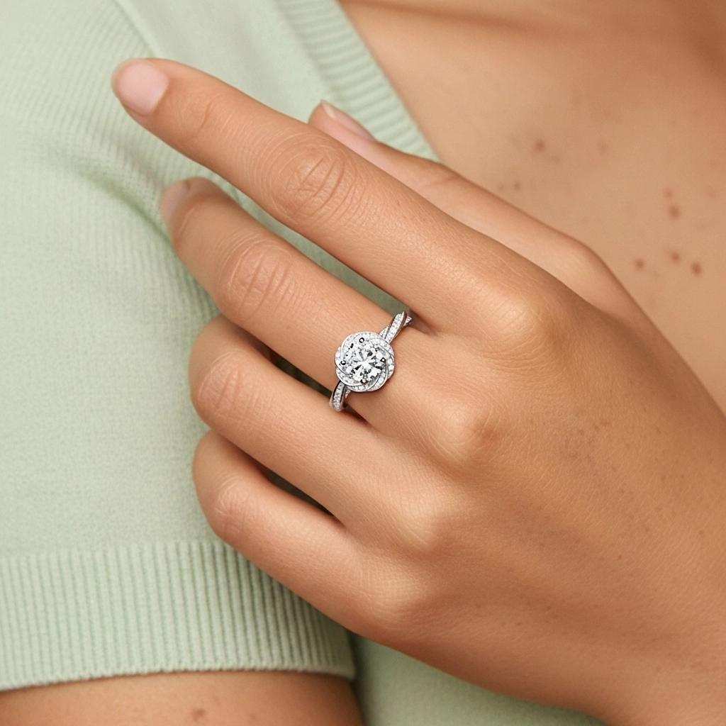 Charmant Rond 1.50ct Moissanite Bague de fiançailles