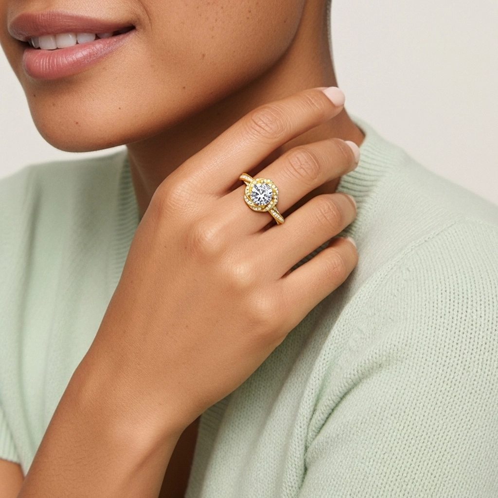 Charming Round 1.00ct Moissanite Engagement Ring