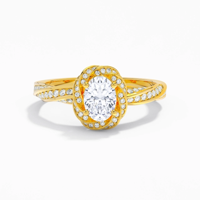 Charmant Ovale Moissanite Bague de fiançailles 1.00ct En Blanc Argent sterling 925 Halo Pavé Tourner