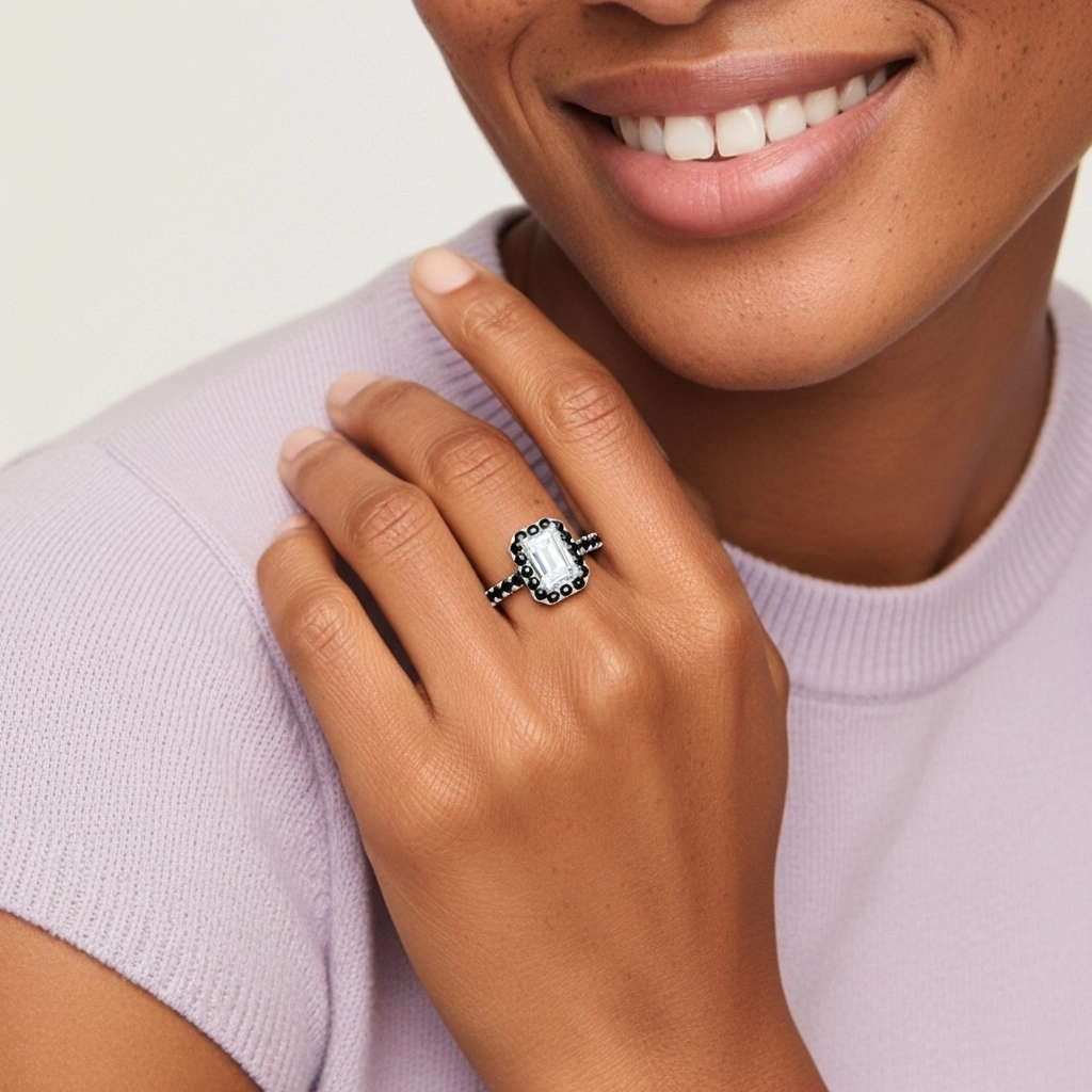 Delicate Emerald 0.80ct Cubic Zirconia Engagement Ring