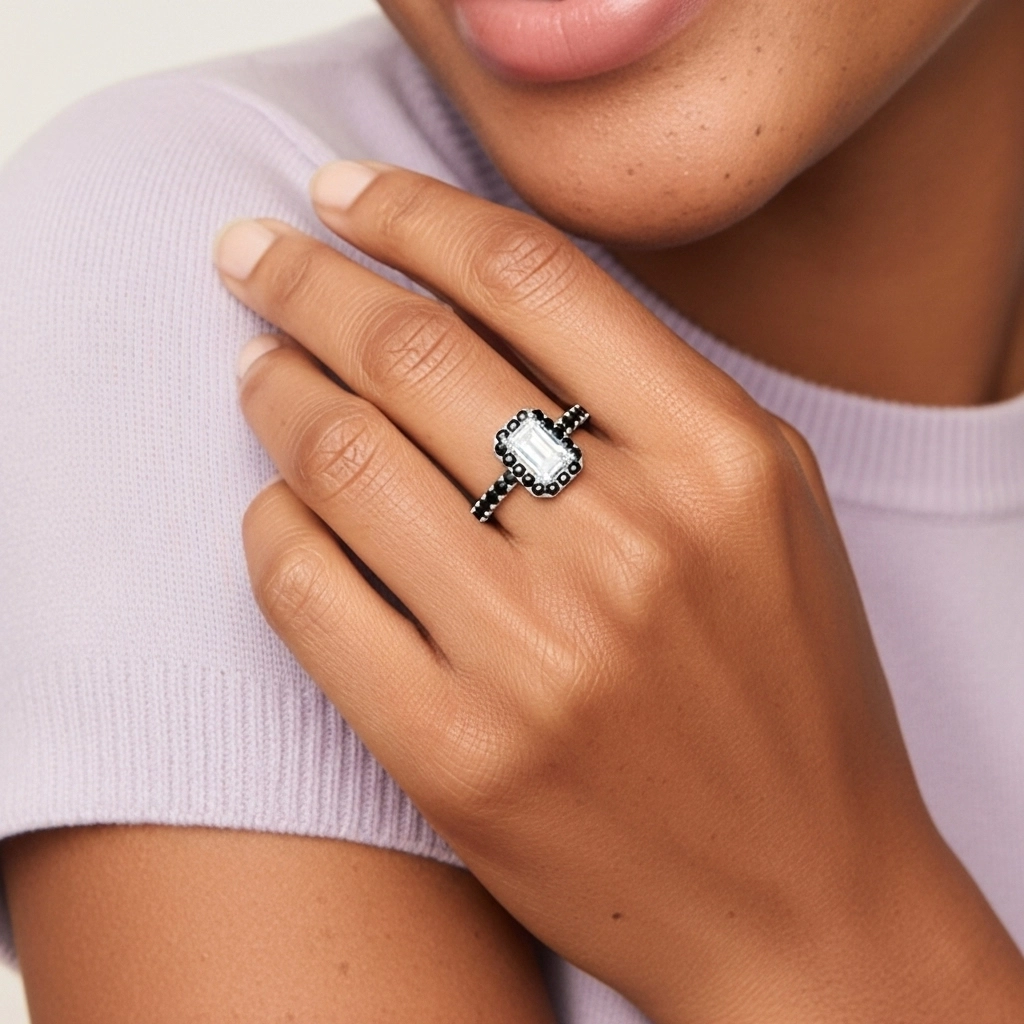 Delicate Emerald 0.80ct Cubic Zirconia Engagement Ring