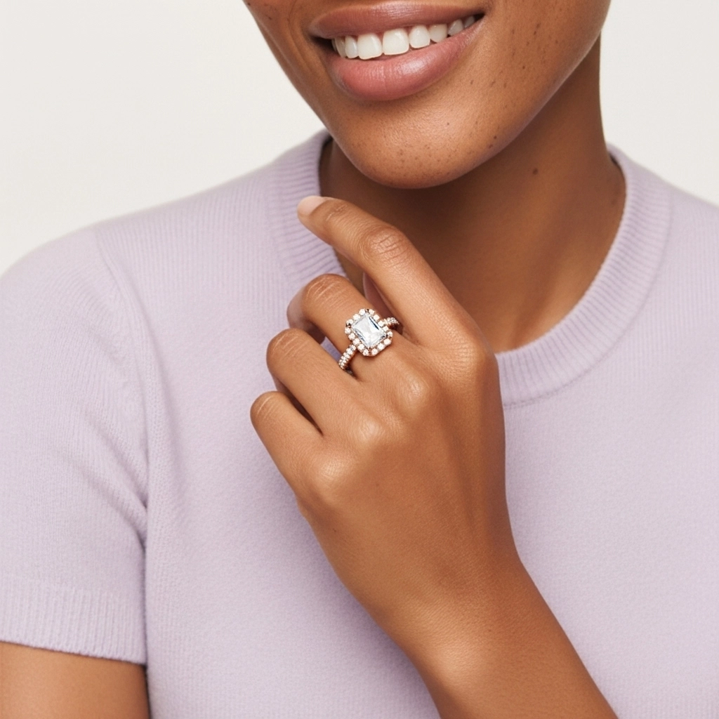 Délicat Radiant 2.00ct Moissanite Bague de fiançailles