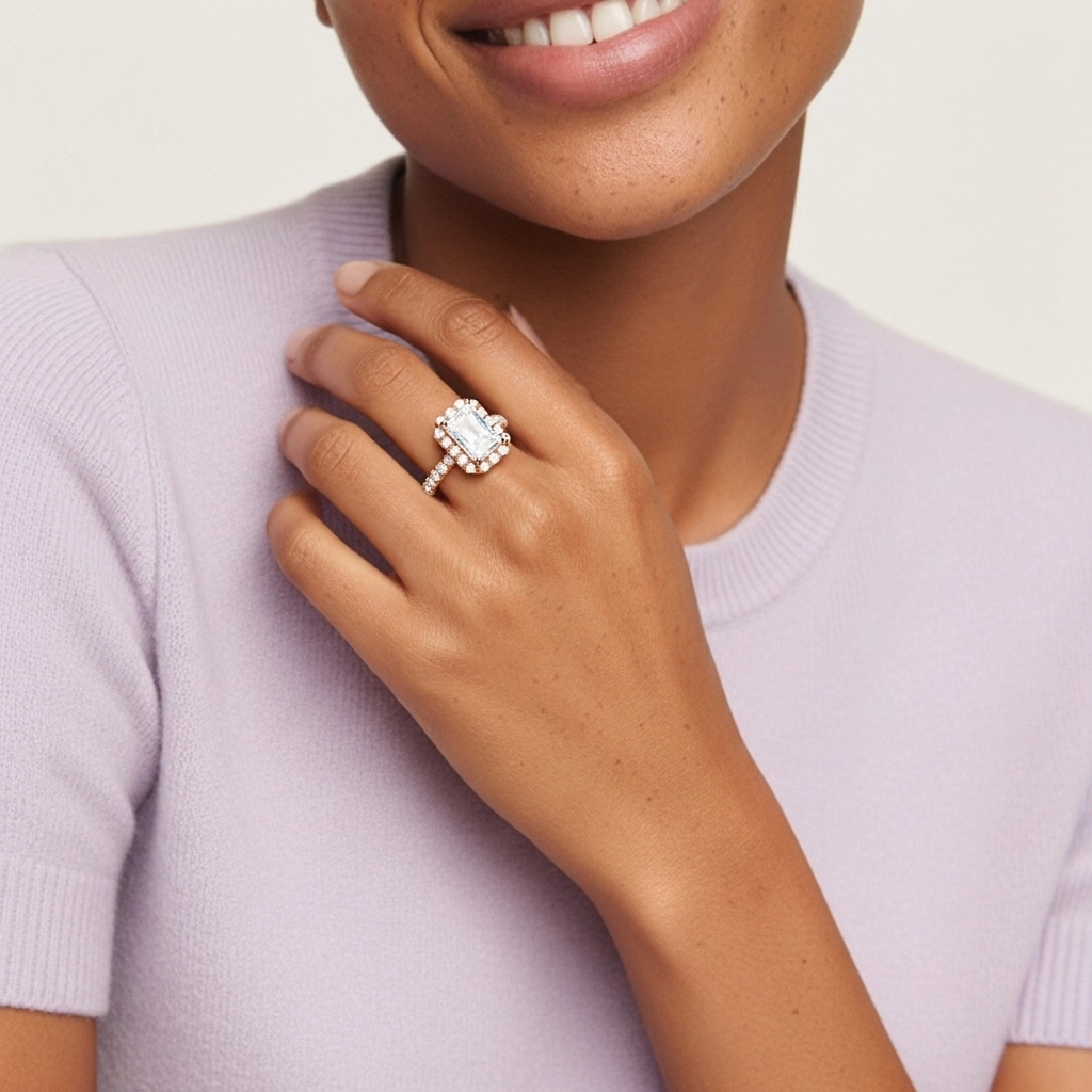 Délicat Radiant 2.00ct Moissanite Bague de fiançailles