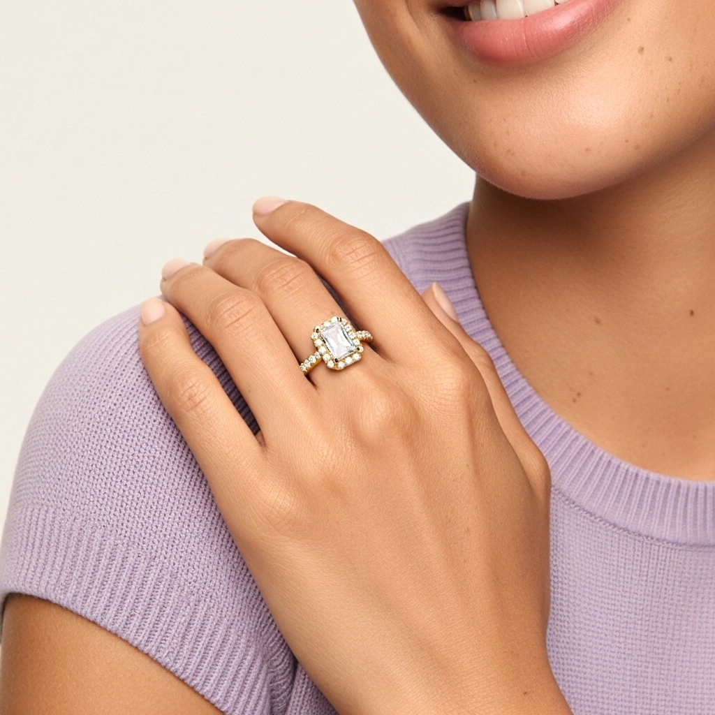 Delicate Radiant 1.00ct Moissanite Engagement Ring